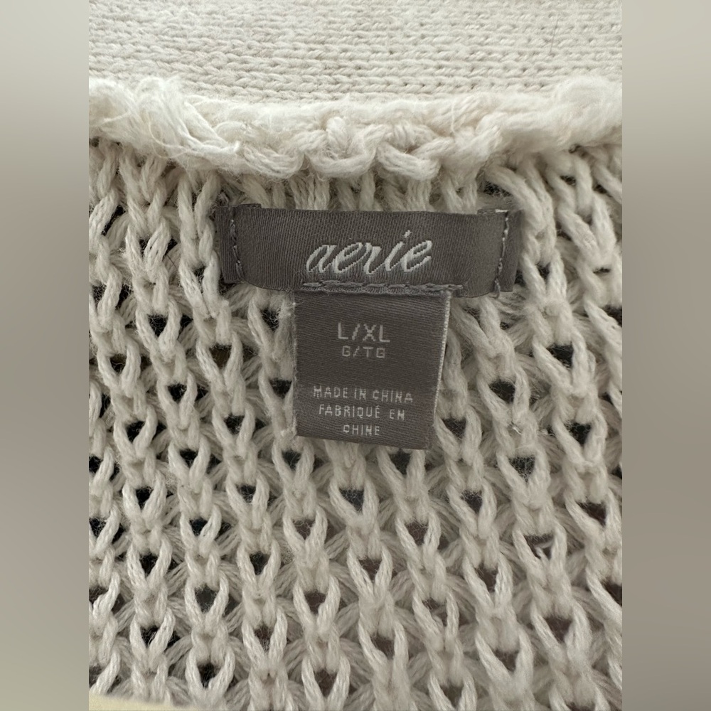 AERIE soft knit oversized open cardigan L/XL Cream Ivory - Picture 6 of 11